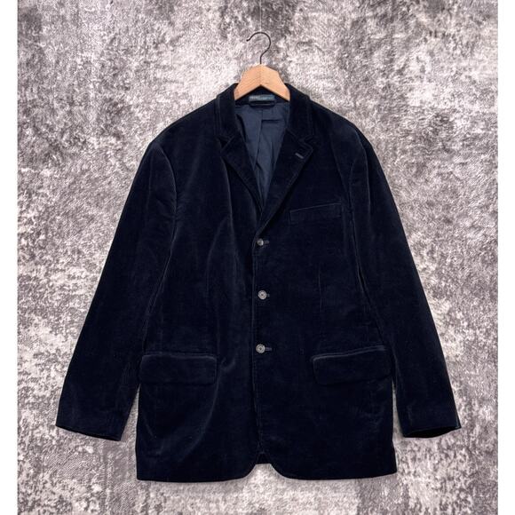 New Polo Ralph Lauren Jacket Large Mens Vintage Navy Blue Corduroy Blazer - Picture 1 of 9